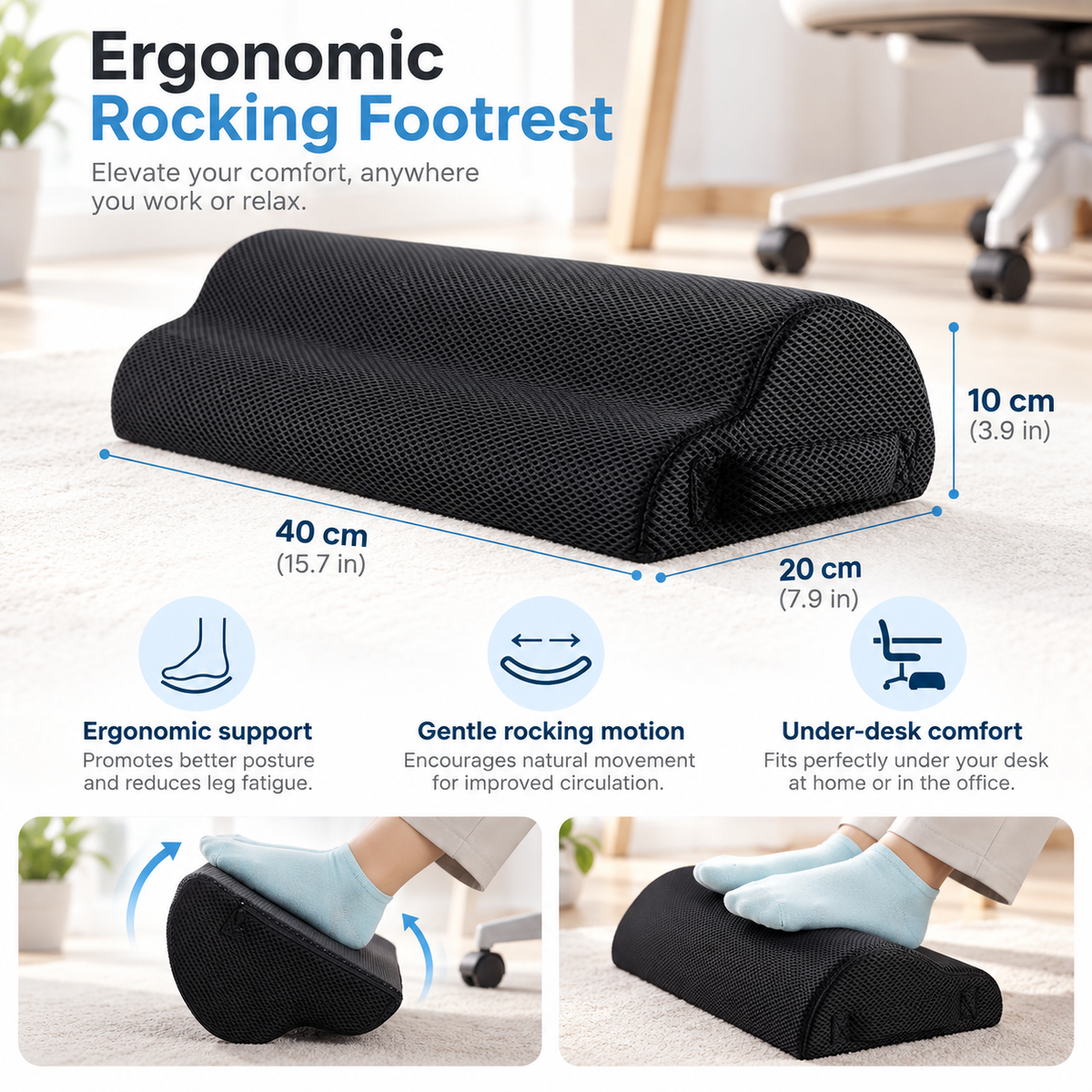 Ergonomic Under-Desk Footrest
